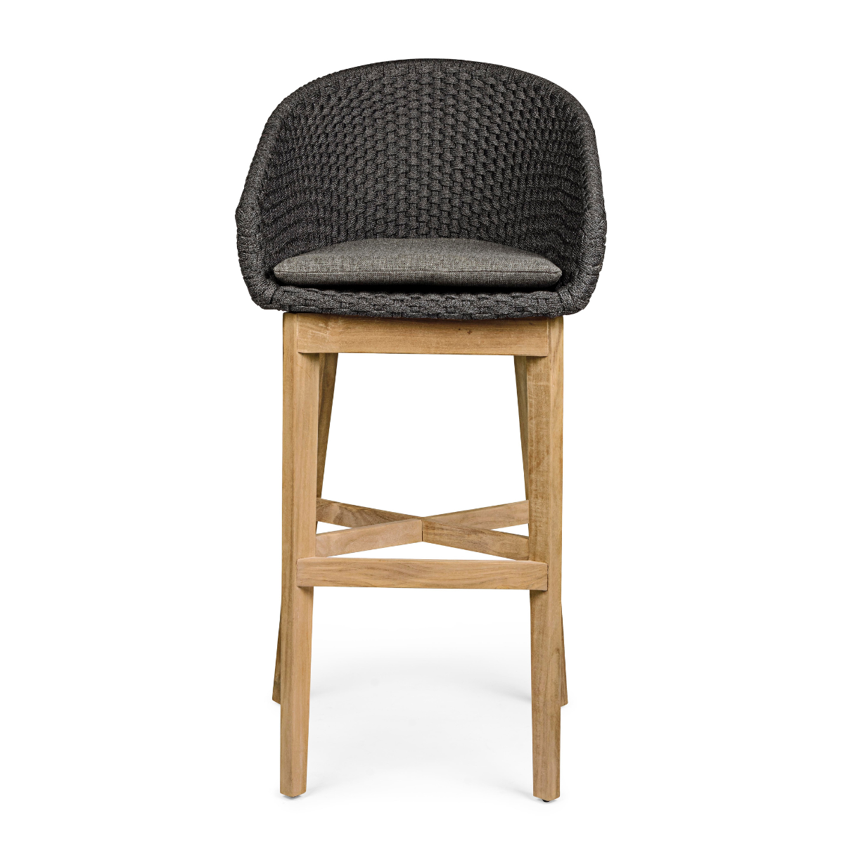 BT ZALUMA Grey elegant Polyrattan outdoor bar stool